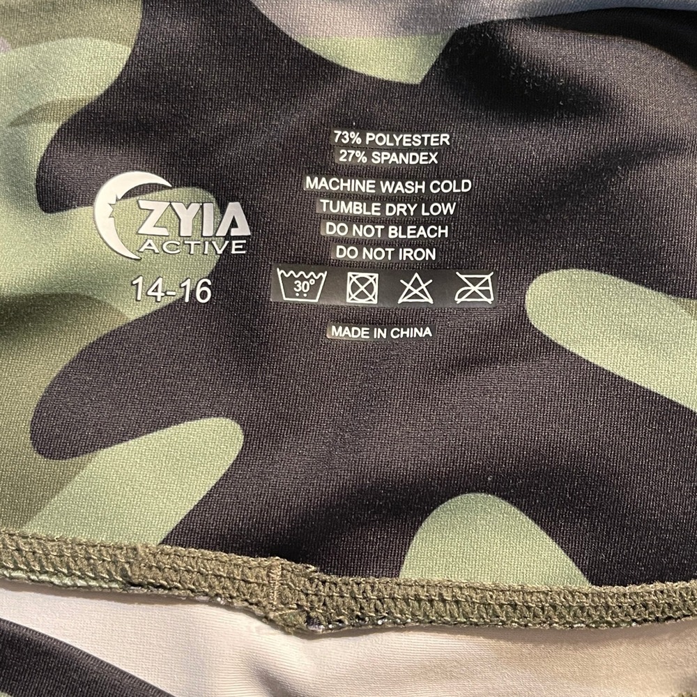 Zyia Active Green Camouflage High Rise Leggings with Pockets Size 14-16 XL - Picture 4 of 6